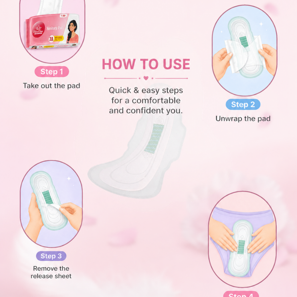 VelvetEase Cotton Sanitary Pads XL 18 Pads Pack