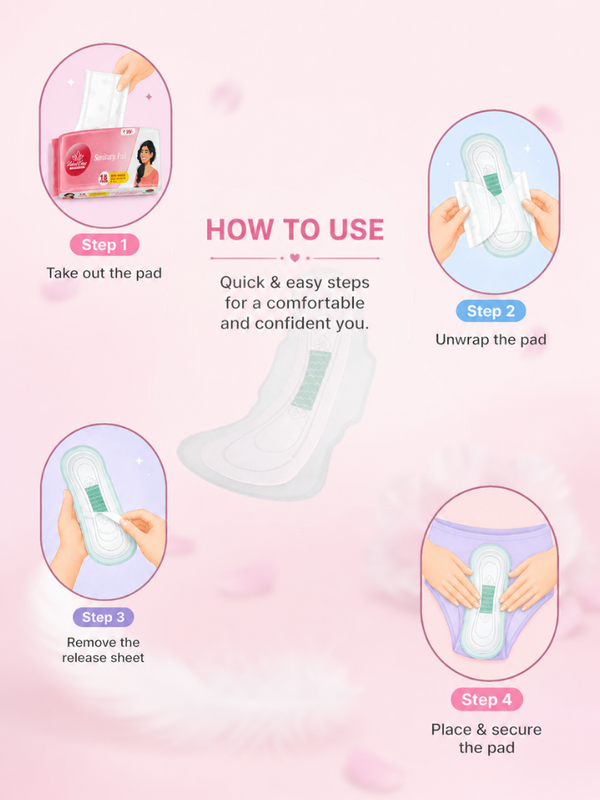 VelvetEase Cotton Sanitary Pads XL 18 Pads Pack