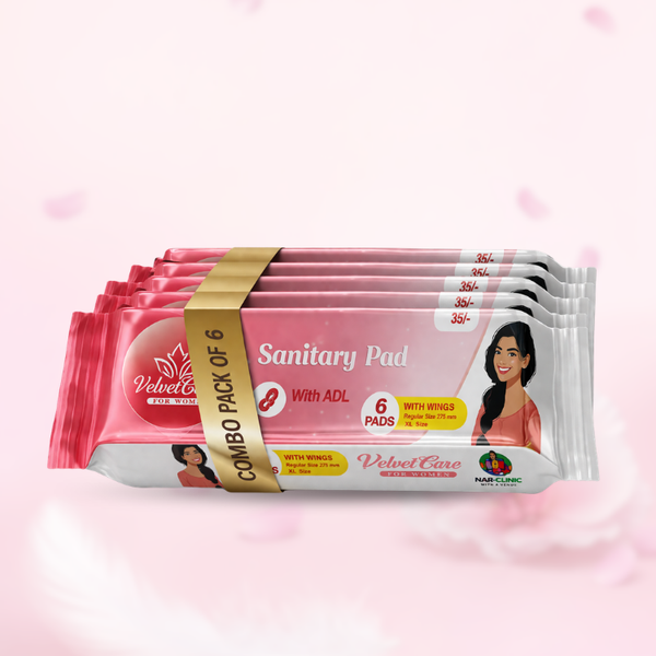 VelvetEase Cotton Sanitary Pads XL 6 Pads Pack Pack Of 6