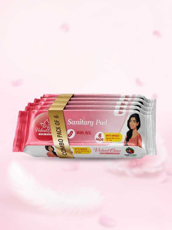 VelvetEase Cotton Sanitary Pads XL 6 Pads Pack Pack Of 6