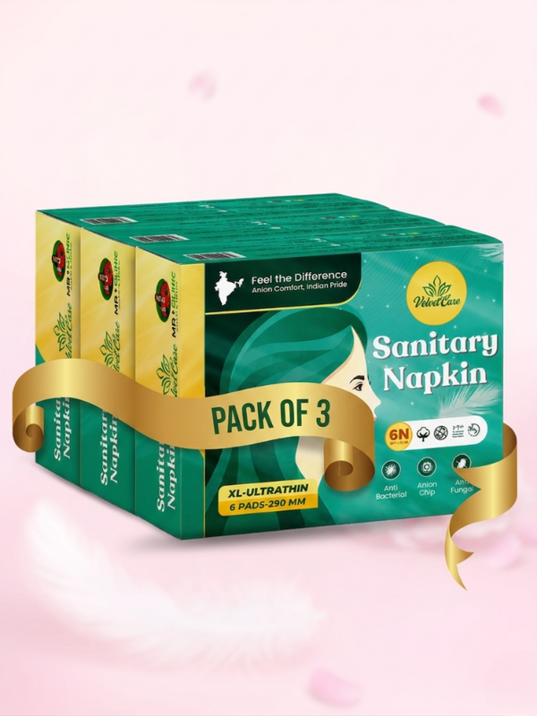 VelvetEase XL Ultra Thin Sanitary Napkins 6 Pads Pack Of 3