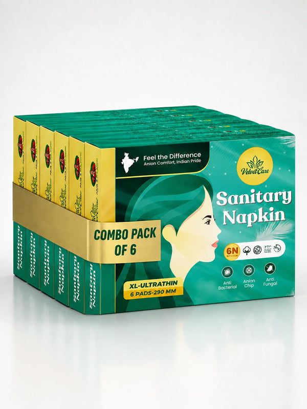 VelvetEase XL Ultra Thin Sanitary Napkins 6 Pads Pack Of 6